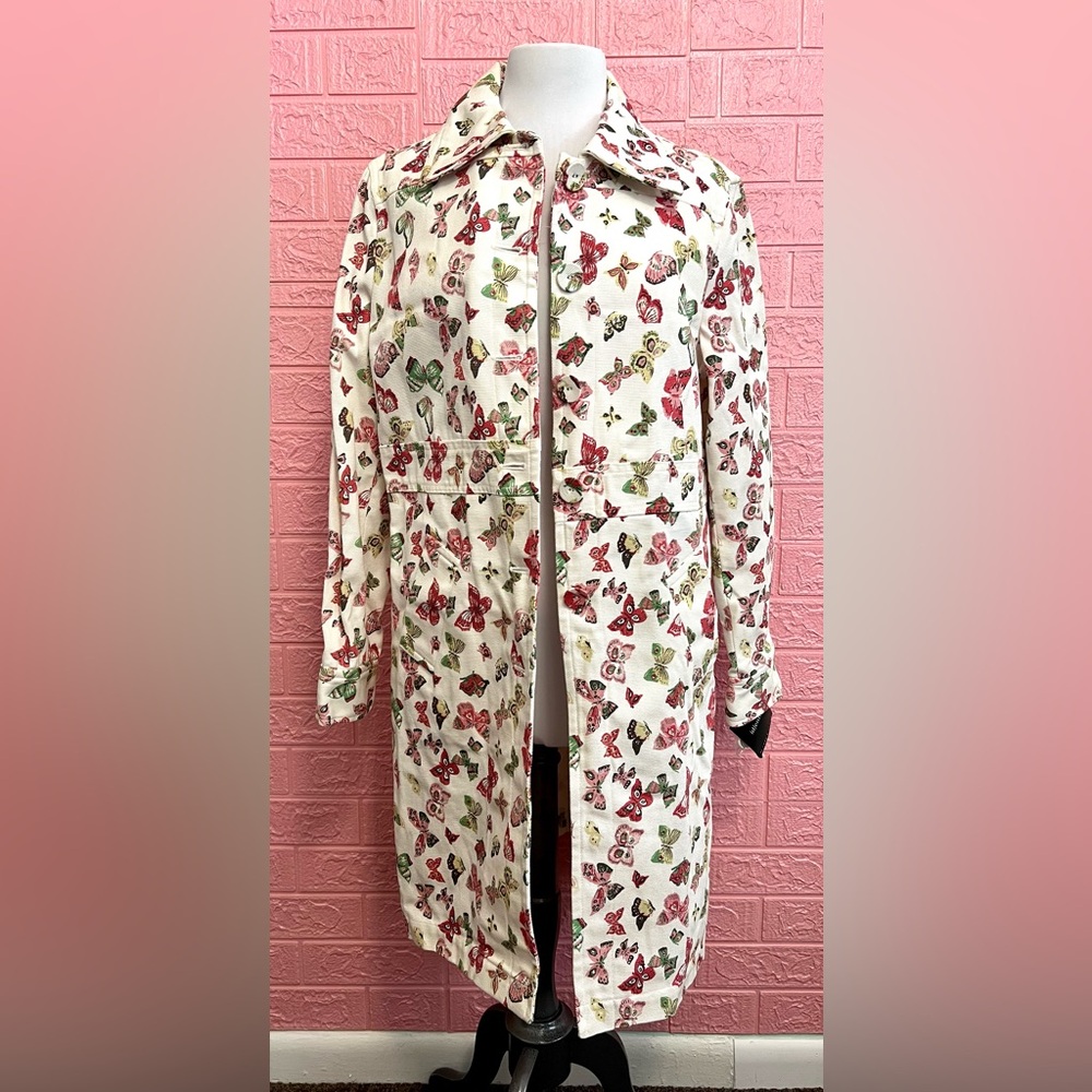NWT Lord and Taylor Identity Butterfly Canvas Button Down Cotton Jacket